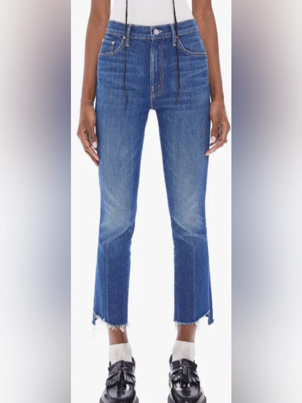 MOTHER Insider Crop Step Fray Cropped Bootcut Bad Reputation Blue Size 24